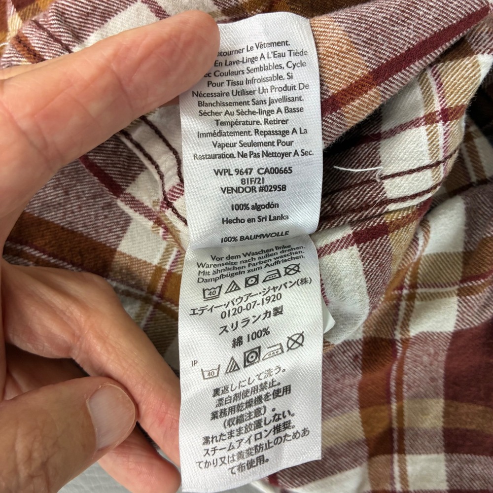 Eddie Bauer Mens XL Flannel Plaid Button Down Shirt Brick Brown Gorpcore Flannel - Picture 11 of 16